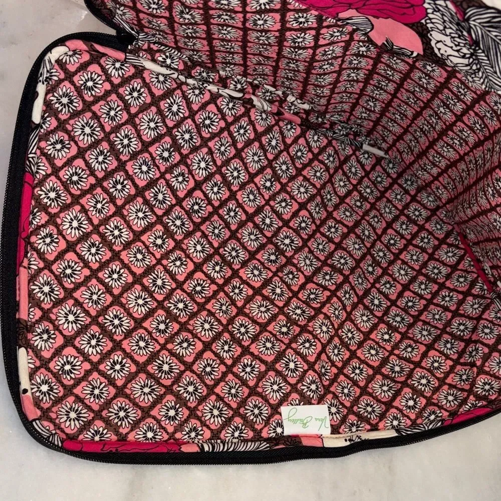Vera Bradley Laptop Sleeve Mocha Rouge Floral Quilted Padded Tech Case